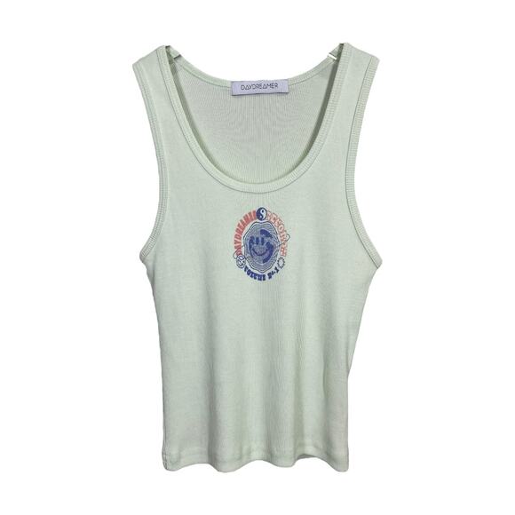 Daydreamer Records Ribbed Tank XS Green Mist Band Graphic Grunge Casual - Picture 2 of 6